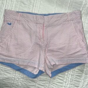 southern marsh women’s 4 pink white seersucker shorts nautical coastal preppy